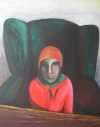 D. im großen grünen Sessel, 2010, Acryl, 100 x 80 cm